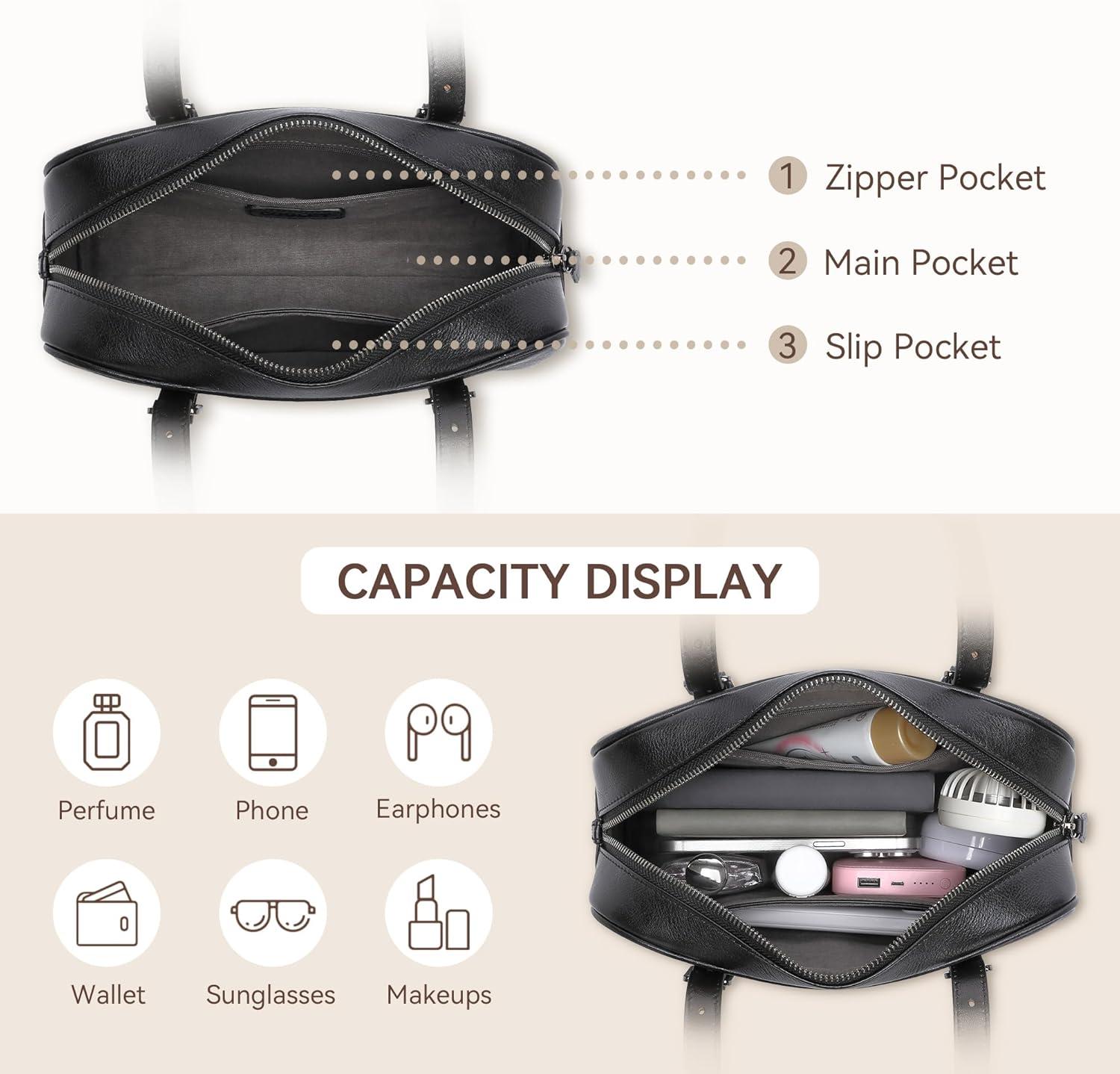 image:imageLeather Shoulder Bag Genuine Leather Purses for Women Trendy HandbagsVintage Hobo Clutch Bags for Work Travel Daily UseBlack