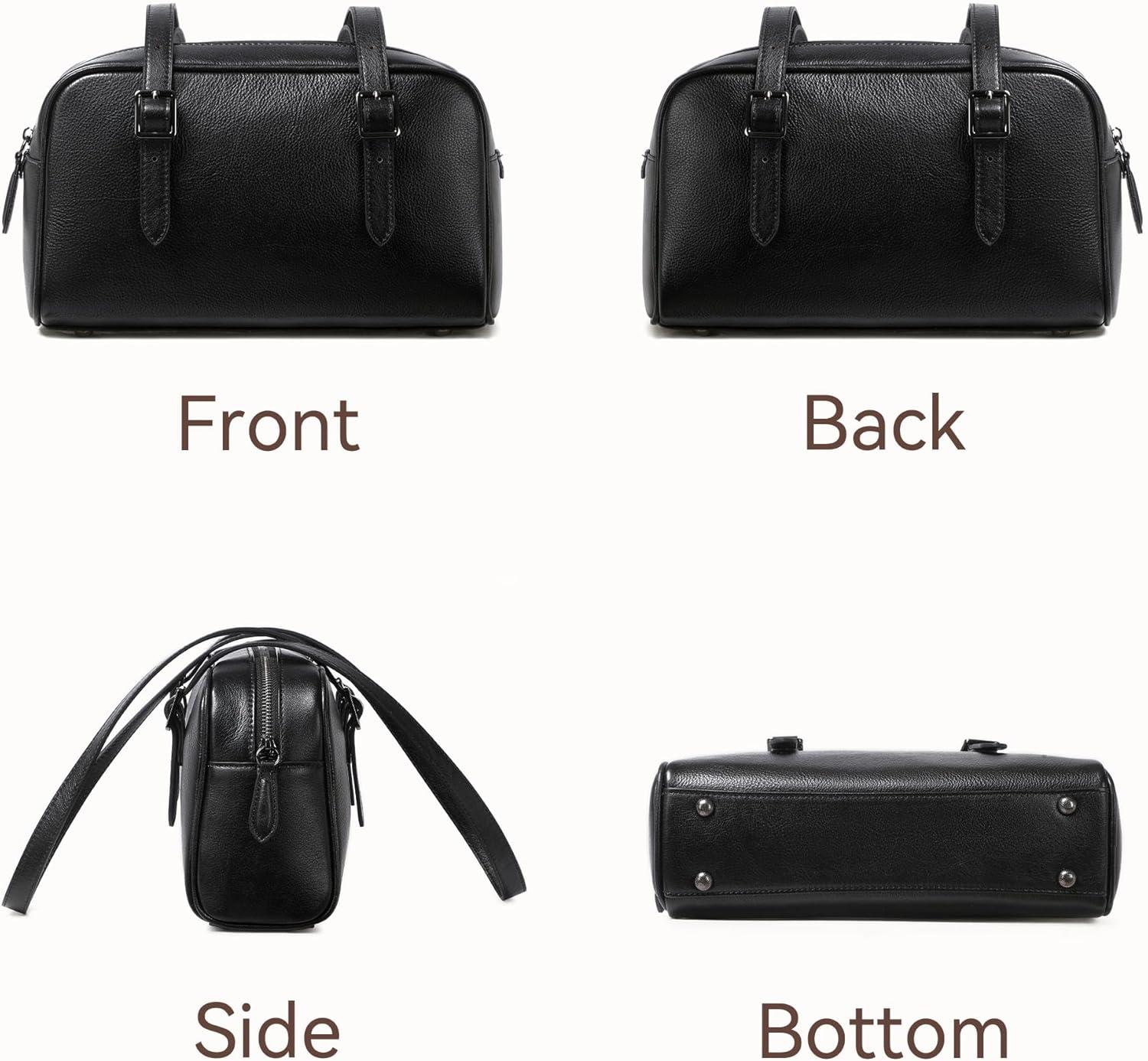 image:imageLeather Shoulder Bag Genuine Leather Purses for Women Trendy HandbagsVintage Hobo Clutch Bags for Work Travel Daily UseBlack