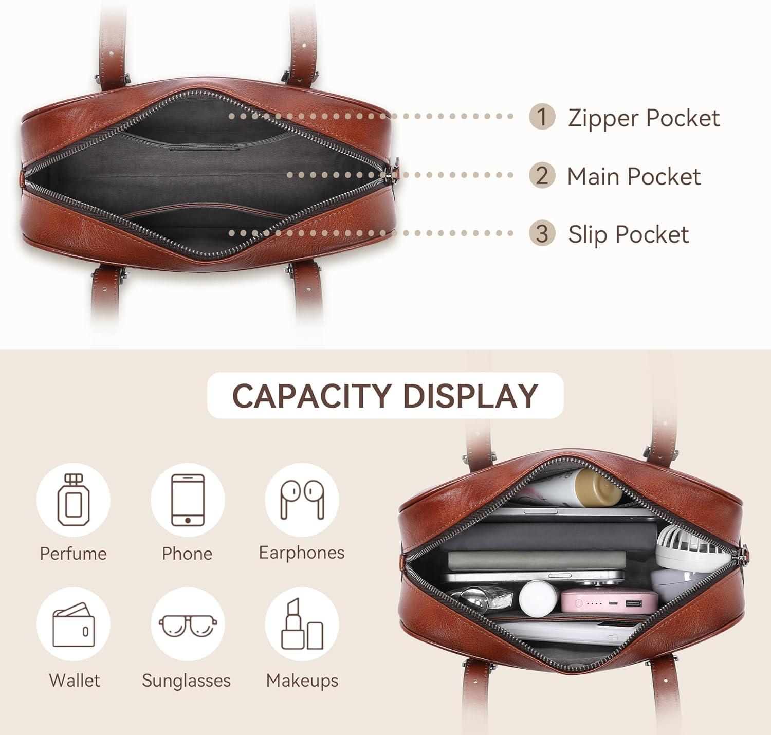 image:imageLeather Shoulder Bag Genuine Leather Purses for Women Trendy HandbagsVintage Hobo Clutch Bags for Work Travel Daily UseBrown