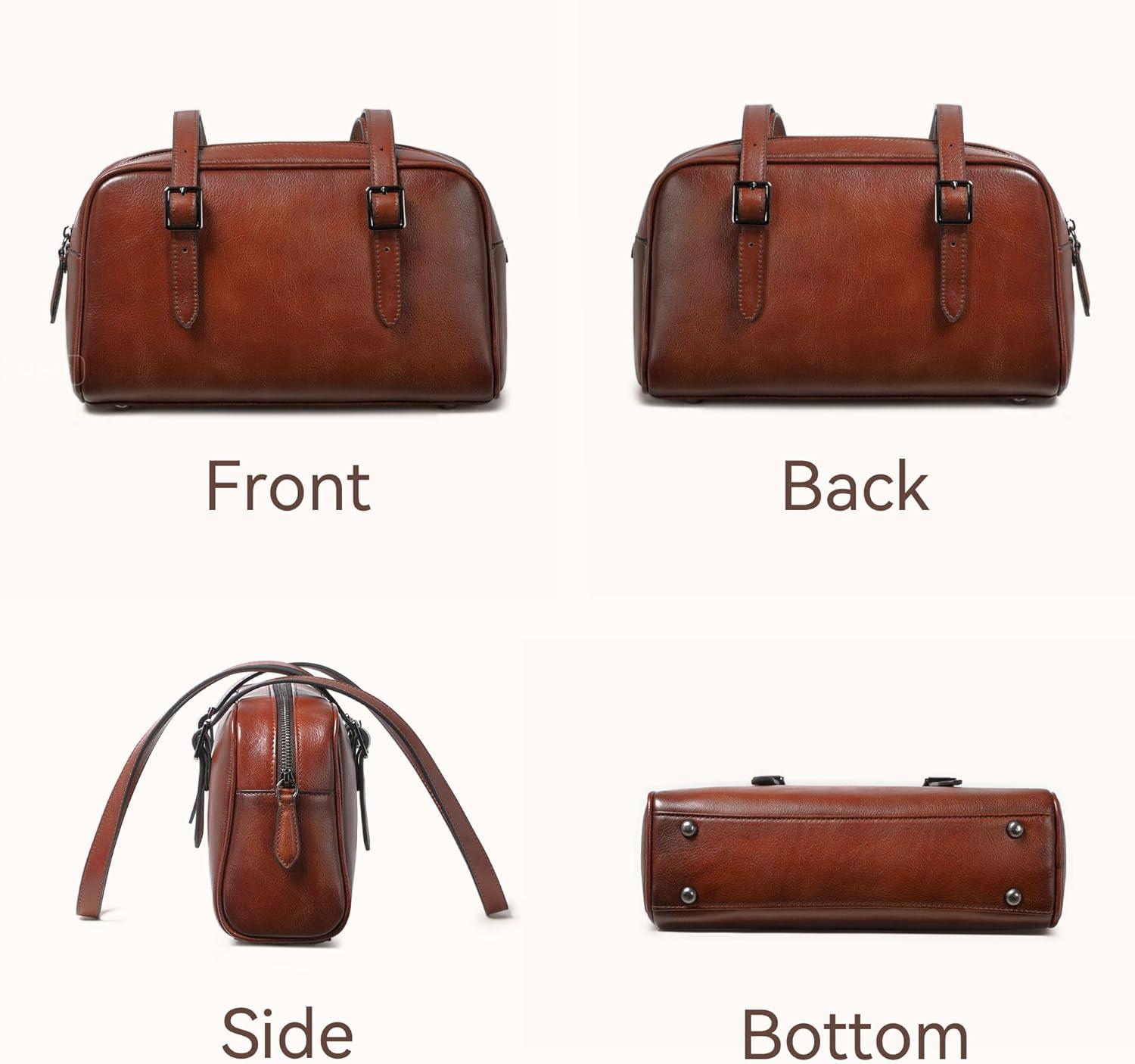 image:imageLeather Shoulder Bag Genuine Leather Purses for Women Trendy HandbagsVintage Hobo Clutch Bags for Work Travel Daily UseBrown