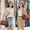 image:imageLeather Shoulder Bag Genuine Leather Purses for Women Trendy HandbagsVintage Hobo Clutch Bags for Work Travel Daily UseBrown
