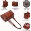image:imageLeather Shoulder Bag Genuine Leather Purses for Women Trendy HandbagsVintage Hobo Clutch Bags for Work Travel Daily UseBrown