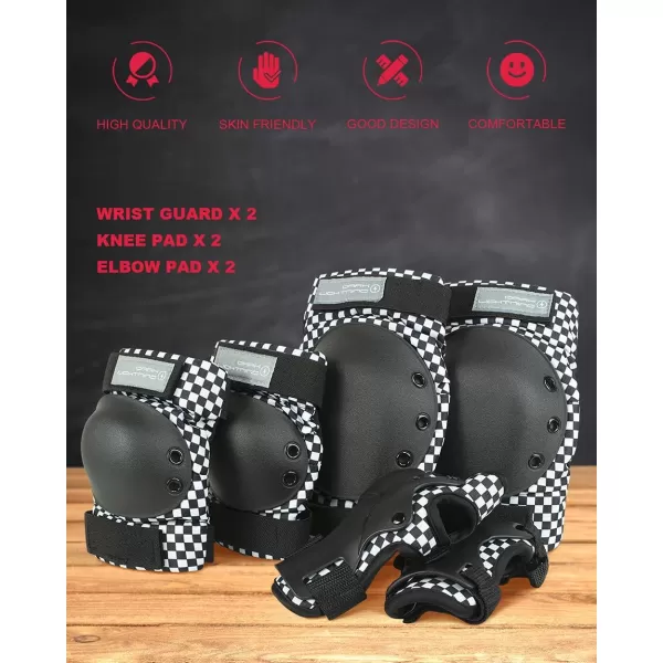 Dark Lightning Adult/Youth/Junior Knee Pads Elbow Pads Wrist Guards 3 in 1 Protective Gear, for Skateboard,Roller Skate,Inline,Cycling,MTB Bike,Scooter