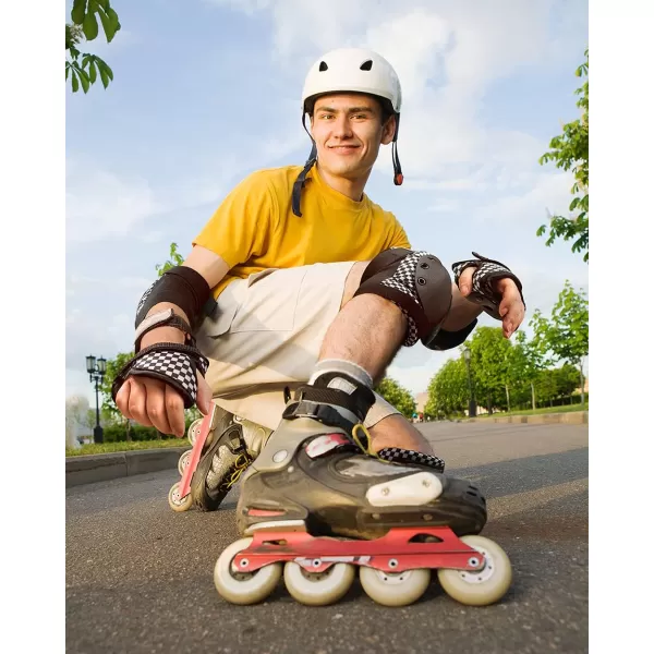 Dark Lightning Adult/Youth/Junior Knee Pads Elbow Pads Wrist Guards 3 in 1 Protective Gear, for Skateboard,Roller Skate,Inline,Cycling,MTB Bike,Scooter