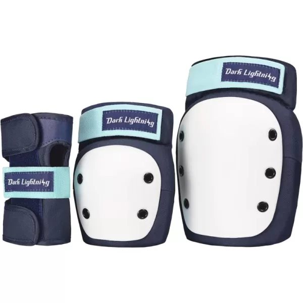 Dark Lightning Adult/Youth/Junior Knee Pads Elbow Pads Wrist Guards 3 in 1 Protective Gear, for Skateboard,Roller Skate,Inline,Cycling,MTB Bike,Scooter