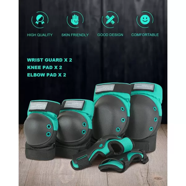 Dark Lightning Adult/Youth/Junior Knee Pads Elbow Pads Wrist Guards 3 in 1 Protective Gear, for Skateboard,Roller Skate,Inline,Cycling,MTB Bike,Scooter