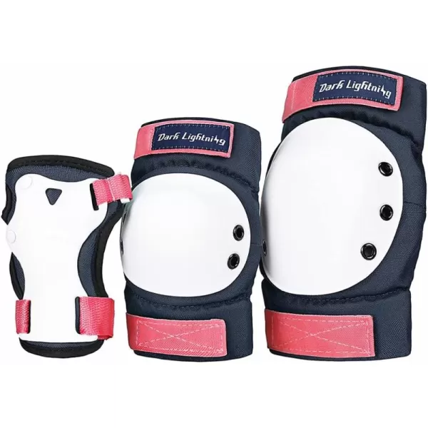 Dark Lightning Adult/Youth/Junior Knee Pads Elbow Pads Wrist Guards 3 in 1 Protective Gear, for Skateboard,Roller Skate,Inline,Cycling,MTB Bike,Scooter
