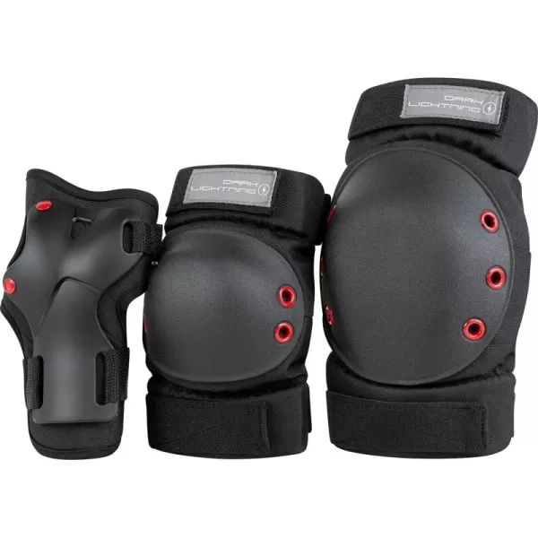 Dark Lightning Adult/Youth/Junior Knee Pads Elbow Pads Wrist Guards 3 in 1 Protective Gear, for Skateboard,Roller Skate,Inline,Cycling,MTB Bike,Scooter