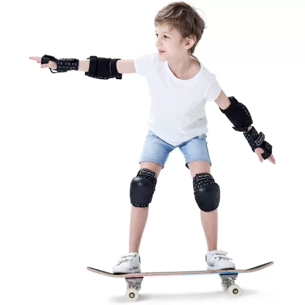 Dark Lightning Adult/Youth/Junior Knee Pads Elbow Pads Wrist Guards 3 in 1 Protective Gear, for Skateboard,Roller Skate,Inline,Cycling,MTB Bike,Scooter