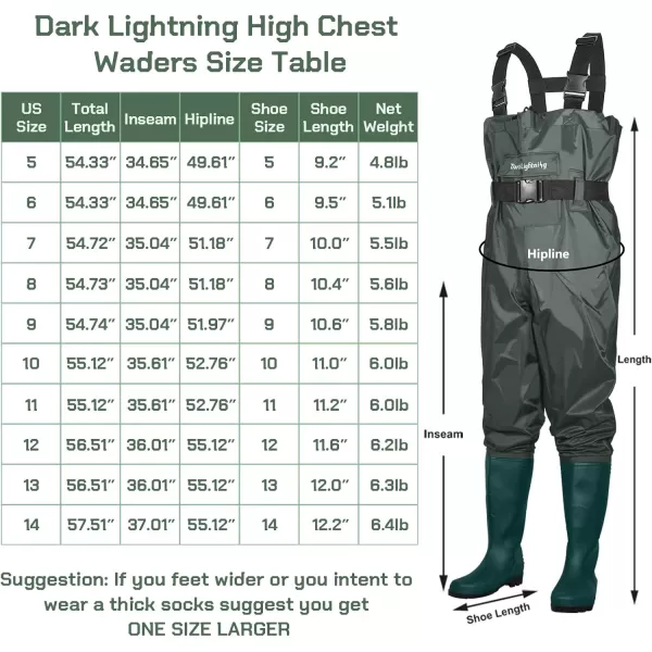 Dark Lightning Fly Fishing Waders for Men and Women with Boots, Mens/Womens High Chest Wader with Boot Hanger )