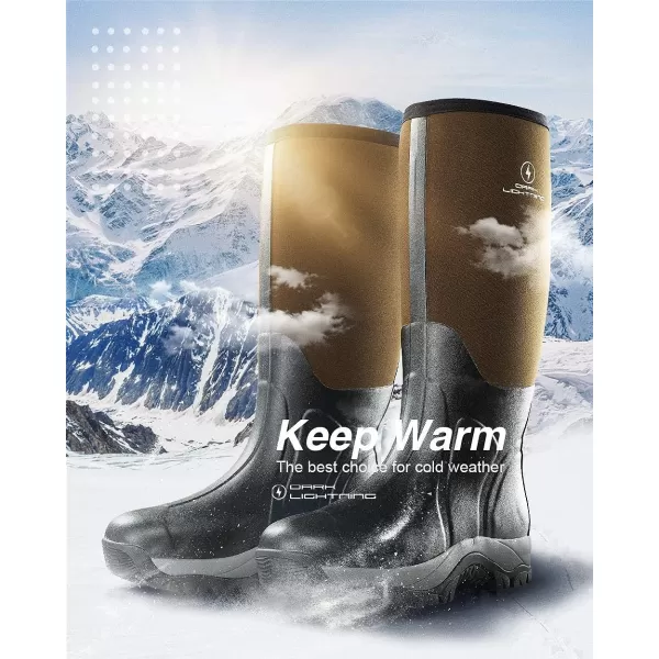 Dark Lightning Rubber Boots for Men and Women, Waterproof Muck Rain Boots with Steel Shank for Fishing Hunting,Neoprene Durable Black Rubber Boots