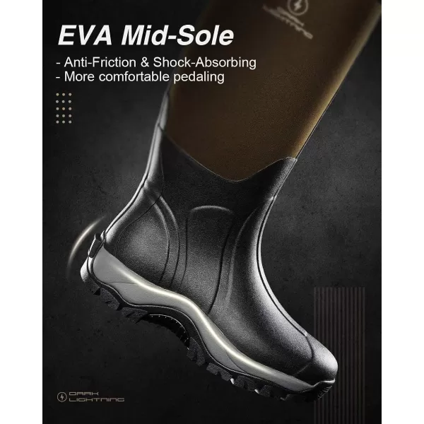 Dark Lightning Rubber Boots for Men and Women, Waterproof Muck Rain Boots with Steel Shank for Fishing Hunting,Neoprene Durable Black Rubber Boots