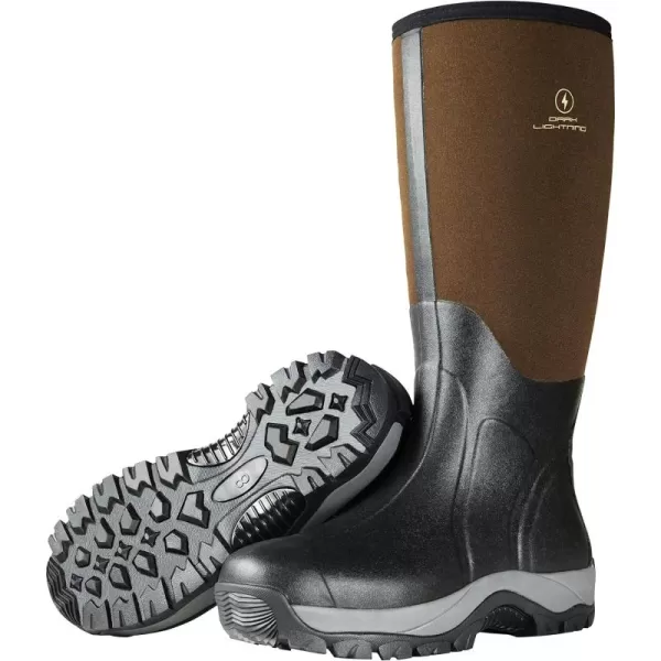 Dark Lightning Rubber Boots for Men and Women, Waterproof Muck Rain Boots with Steel Shank for Fishing Hunting,Neoprene Durable Black Rubber Boots