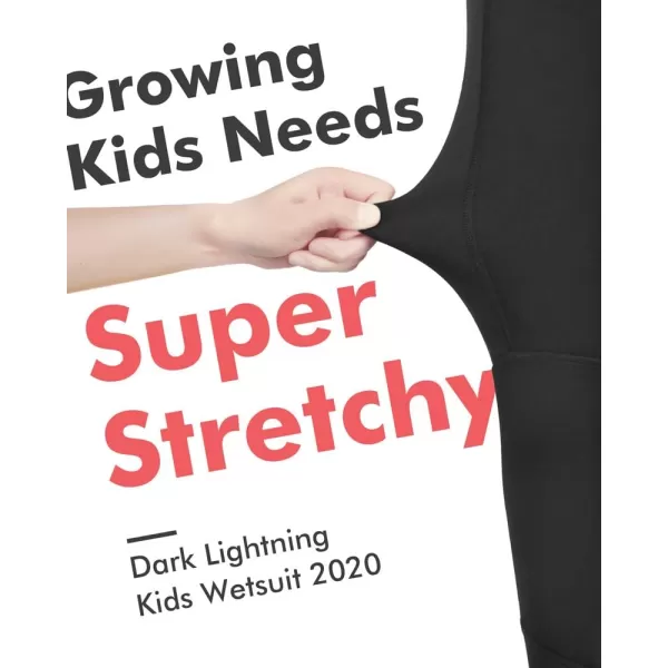 Dark Lightning Shorty Wetsuits for Kids Boys and Girls, 2MM Neoprene Thermal Swimsuit, Toddler/Junior/Youth Wet Suits