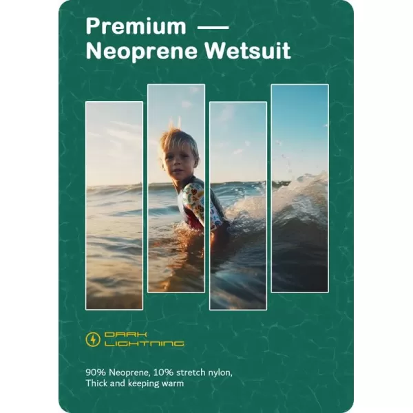 Dark Lightning Shorty Wetsuits for Kids Boys and Girls, 2MM Neoprene Thermal Swimsuit, Toddler/Junior/Youth Wet Suits