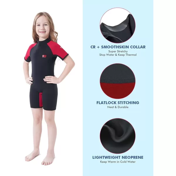 Dark Lightning Shorty Wetsuits for Kids Boys and Girls, 2MM Neoprene Thermal Swimsuit, Toddler/Junior/Youth Wet Suits
