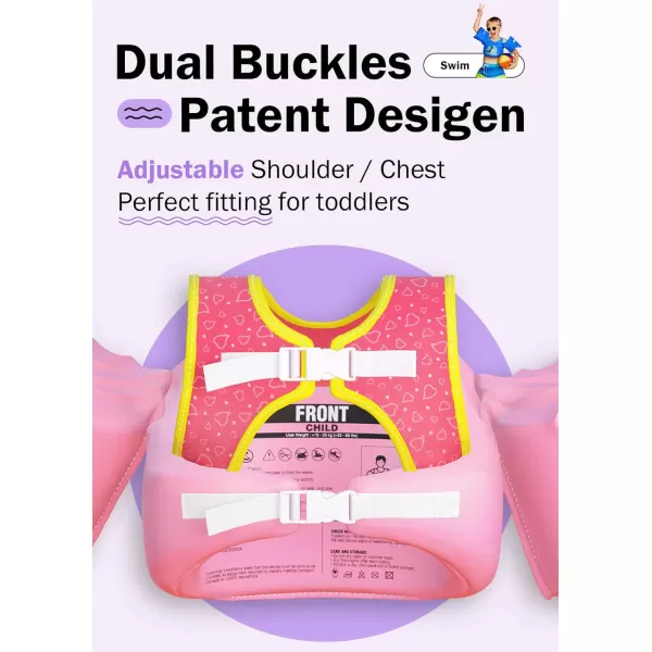 Toddler Floaties, Swim Vest for Boys and Girls Age 2-6 Years Old, 30-50 Pounds Children Water Wings Arm Floaties in Puddle/Sea/Pool/Beach