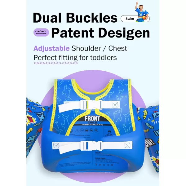 Toddler Floaties, Swim Vest for Boys and Girls Age 2-6 Years Old, 30-50 Pounds Children Water Wings Arm Floaties in Puddle/Sea/Pool/Beach