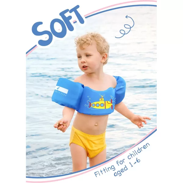Toddler Floaties, Swim Vest for Boys and Girls Age 2-6 Years Old, 30-50 Pounds Children Water Wings Arm Floaties in Puddle/Sea/Pool/Beach