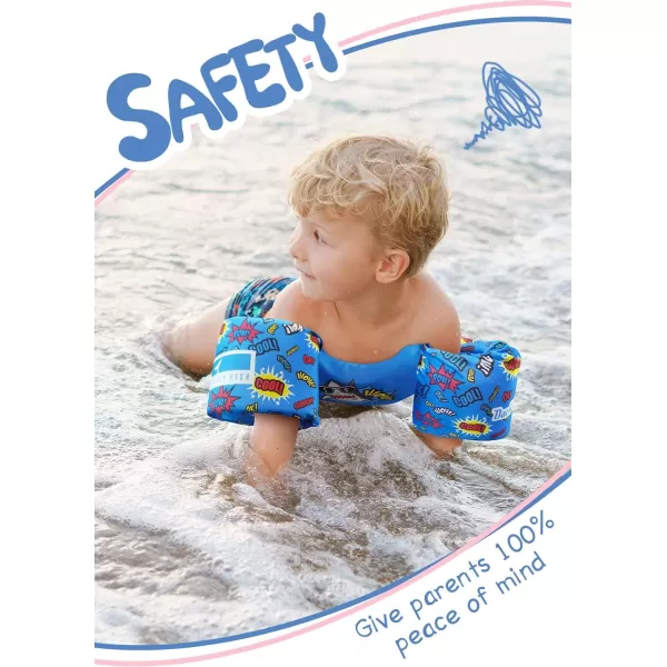 Toddler Floaties, Swim Vest for Boys and Girls Age 2-6 Years Old, 30-50 Pounds Children Water Wings Arm Floaties in Puddle/Sea/Pool/Beach
