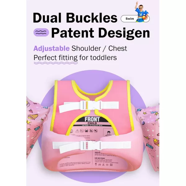 Toddler Floaties, Swim Vest for Boys and Girls Age 2-6 Years Old, 30-50 Pounds Children Water Wings Arm Floaties in Puddle/Sea/Pool/Beach