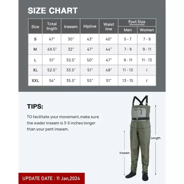imageDark Lightning Breathable Insulated Chest Waders Perfect for 4 Seasons Fly Fishing Stocking Foot Waders for Men and WomenBreathable Basic