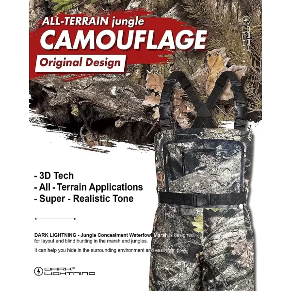 imageDark Lightning Breathable Insulated Chest Waders Perfect for 4 Seasons Fly Fishing Stocking Foot Waders for Men and WomenCamo
