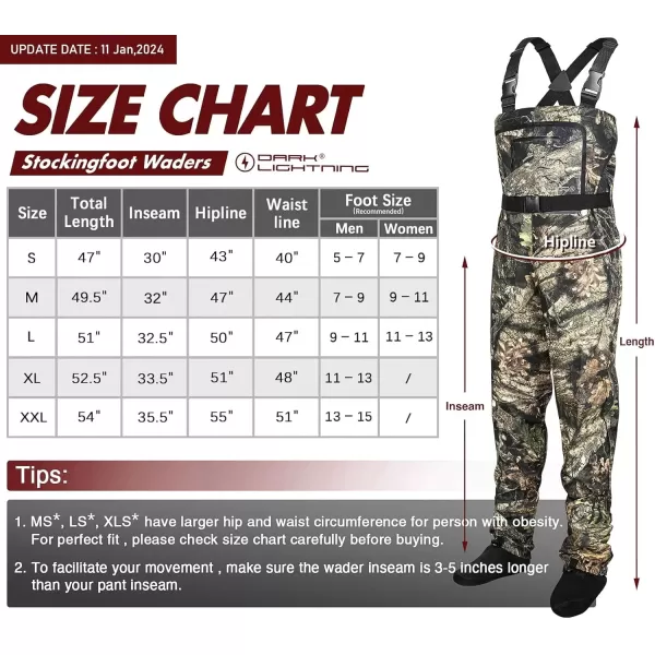 imageDark Lightning Breathable Insulated Chest Waders Perfect for 4 Seasons Fly Fishing Stocking Foot Waders for Men and WomenCamo