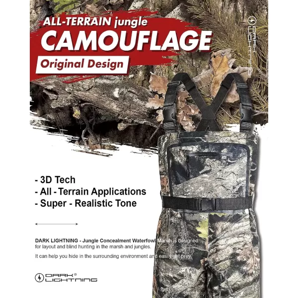 imageDark Lightning Breathable Insulated Chest Waders Perfect for 4 Seasons Fly Fishing Stocking Foot Waders for Men and WomenCamo