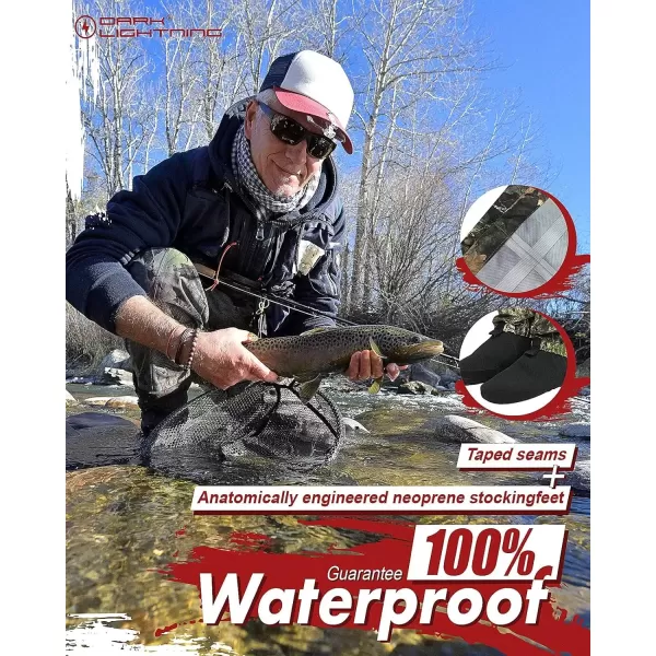 imageDark Lightning Breathable Insulated Chest Waders Perfect for 4 Seasons Fly Fishing Stocking Foot Waders for Men and WomenCamo