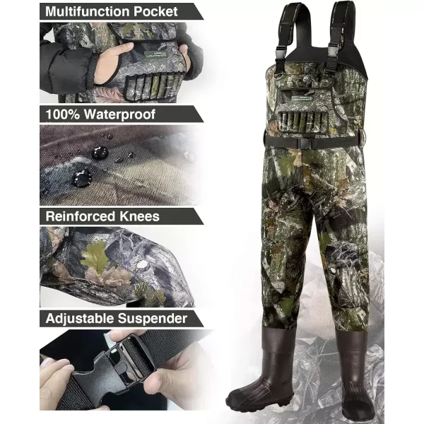 imageDark Lightning Neoprene Hunting Waders for Men and Women with Boots MensWomens High Chest Camo Wader Camo800G Men 7  Women 9