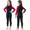 imageDark Lightning 32mm Kids Wetsuit for Boys and Girls Neoprene Thermal Swimsuit ToddlerJuniorYouth One Piece Wet Suits for Scuba DivingFullRed