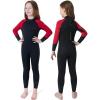imageDark Lightning 32mm Kids Wetsuit for Boys and Girls Neoprene Thermal Swimsuit ToddlerJuniorYouth One Piece Wet Suits for Scuba DivingFullRed