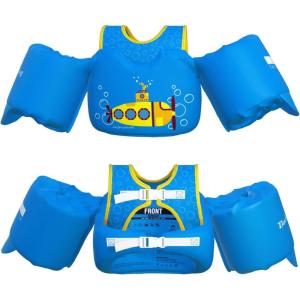 imageDark Lightning USCG Coast Guard Approved Toddler Swim Vest for Age 234567 Years Old Kids Life Jackets with Arm Floaties 3050 PoundsBaby Water Wings in SeaPoolPuddleSubmarine