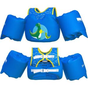 imageDark Lightning USCG Coast Guard Approved Toddler Swim Vest for Age 234567 Years Old Kids Life Jackets with Arm Floaties 3050 PoundsBaby Water Wings in SeaPoolPuddleDinosaurBlue