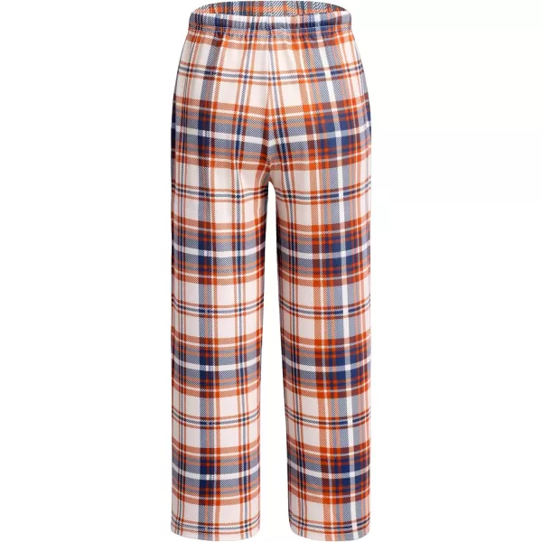 Ekouaer Boys Pajama Pants Long Sleep Pants Soft Elastic Waist Pajama Bottoms Plaid Lounge Pants with 2 Pockets 414 YearsOrange Plaid