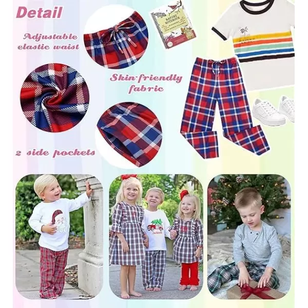 Ekouaer Boys Pajama Pants Long Sleep Pants Soft Elastic Waist Pajama Bottoms Plaid Lounge Pants with 2 Pockets 414 YearsOrange Plaid