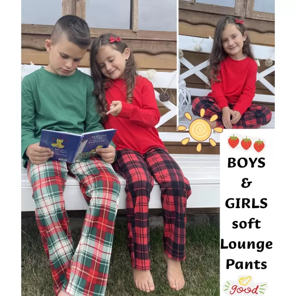 Ekouaer Boys Pajama Pants Long Sleep Pants Soft Elastic Waist Pajama Bottoms Plaid Lounge Pants with 2 Pockets 414 YearsYarn Dyed Lattice11