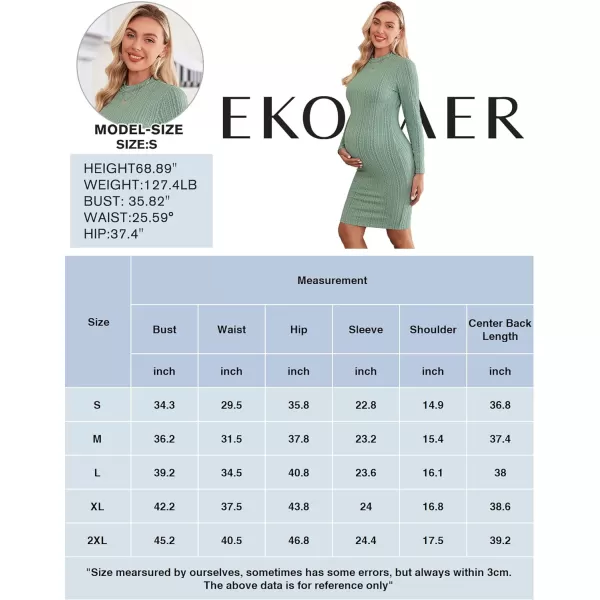 Ekouaer Maternity Dress Rib Knit Mock Turtleneck Long Sleeve Stretchy Bodycon Pregnancy DressesMint Green