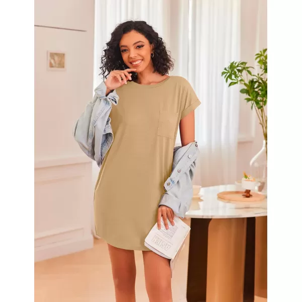 Ekouaer Nightgown for Women Slubknit Sleepshirt Tshirt Night Shirt Short Sleeve Sleepwear with Pockets S2XLDark Yellow