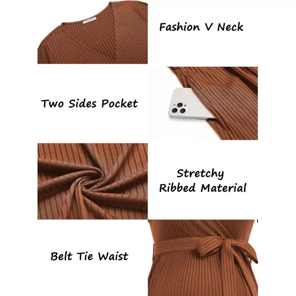 Ekouaer Women Short Sleeve Maternity Nursing Dress Casual V Neck Breastfeeding Loungewear Ribbed Knit Pregnancy Dresses SXXLDeep Caramel