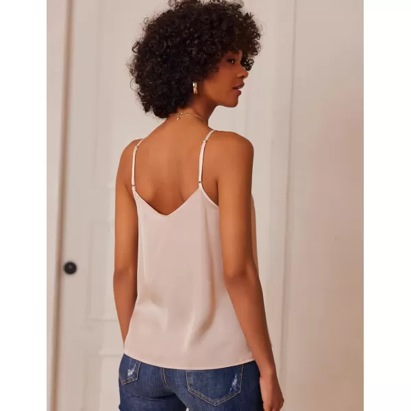 Ekouaer Womens Lace Silk Satin Pajama Tank Tops V Neck Camisole Soft Spaghetti Strap Tops Loose Sleepwear S3XLChampagne