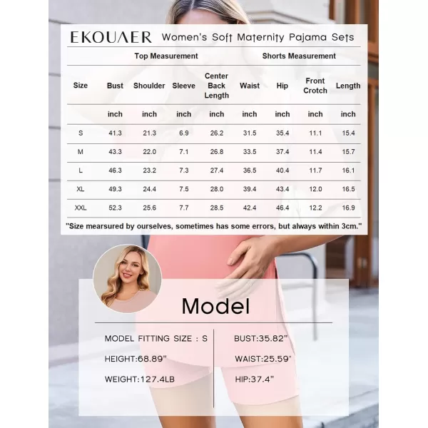 Ekouaer Womens Maternity Pajamas Sets 2 Piece Outfits Short Sleeve Shirts and Biker Shorts Pregnancy Loungewear Mama ClothesOrange Pink