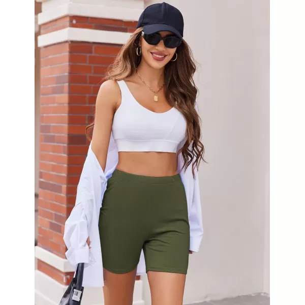 Ekouaer Womens Pajamas 2 Piece Lounge Sets Oversized V Neck TShirts Tops Biker Shorts Set Workout Reversible Tracksuit SXXLArmy Green