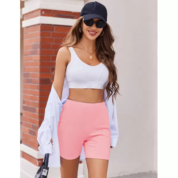 Ekouaer Womens Pajamas 2 Piece Lounge Sets Oversized V Neck TShirts Tops Biker Shorts Set Workout Reversible Tracksuit SXXLOrange Pink