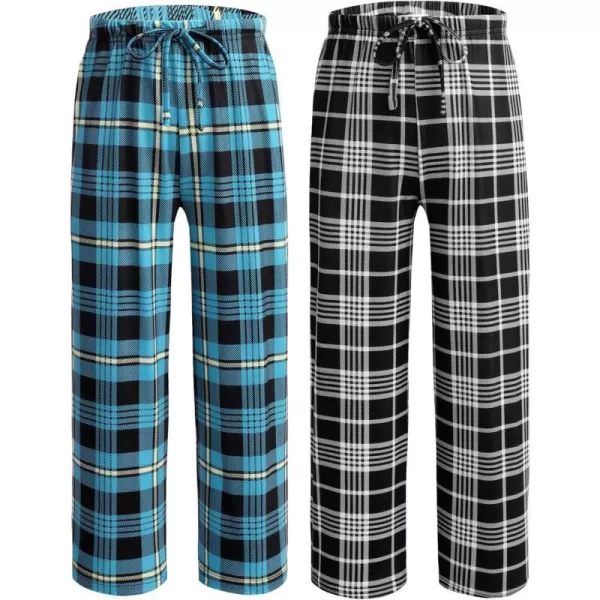 Ekouaer Boys Pajama Pants Long Sleep Pants Soft Elastic Waist Pajama Bottoms Plaid Lounge Pants with 2 Pockets 414 Years2 Pcsgrey Plaid and Green Plaid