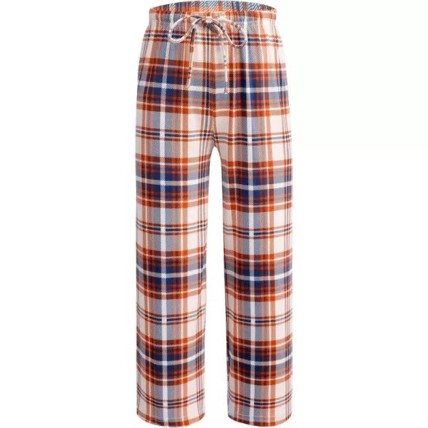 Ekouaer Boys Pajama Pants Long Sleep Pants Soft Elastic Waist Pajama Bottoms Plaid Lounge Pants with 2 Pockets 414 YearsOrange Plaid