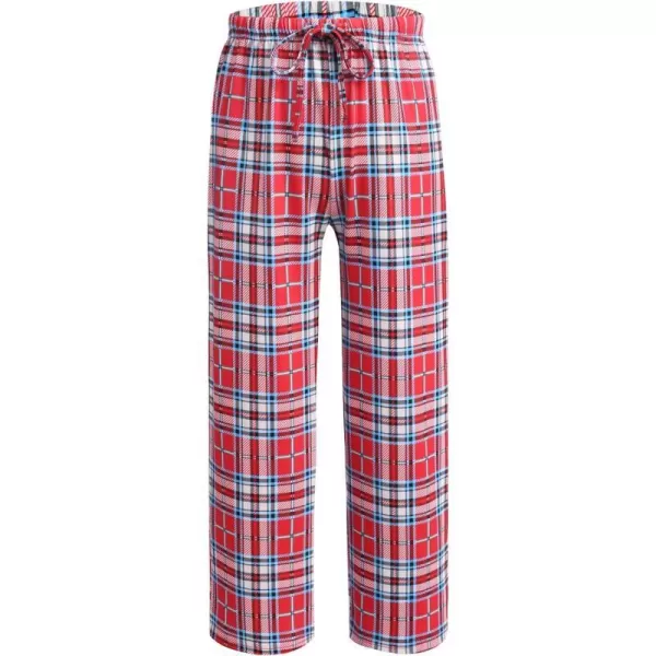 Ekouaer Boys Pajama Pants Long Sleep Pants Soft Elastic Waist Pajama Bottoms Plaid Lounge Pants with 2 Pockets 414 YearsRed Blue Plaid