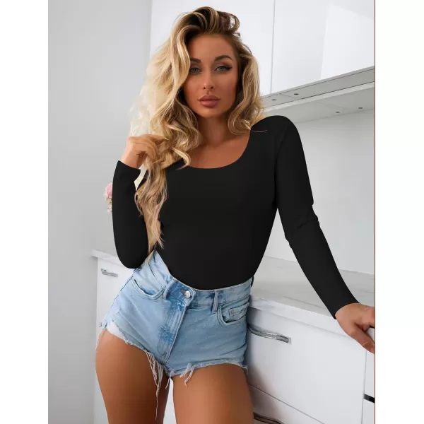 Ekouaer 2 Pack Womens Scoop Neck Tops Long Sleeve Slim Fit T Shirt Thermal Shirts Basic Tight Tee XSXXLBlackCoffee