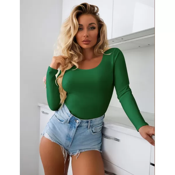 Ekouaer 2 Pack Womens Scoop Neck Tops Long Sleeve Slim Fit T Shirt Thermal Shirts Basic Tight Tee XSXXLBlackGreen